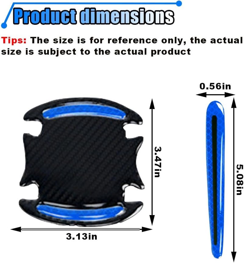 BDZMC 8PCS Reflective Car Handle Protector Stickers, Carbon Fiber Covering - Anti-Scratches Bowl Sticker, Adhesive & Mark-Free (Blue) - Image 2